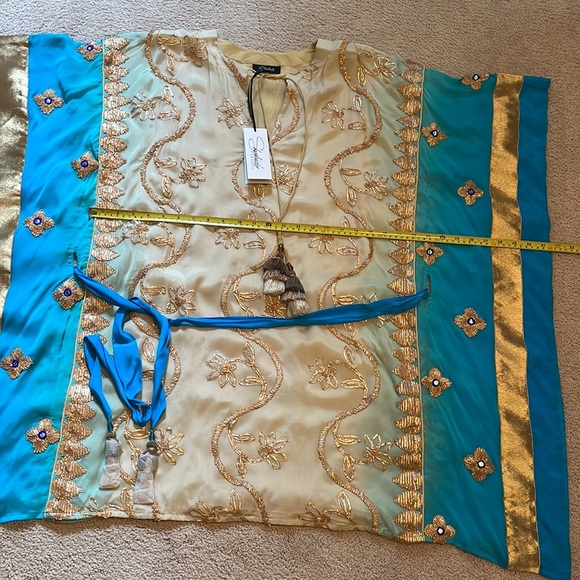 COPY - Shahida Parides Bloom Town Hi-Low Embellished Caftan NWTs. Teal Blue and… - Picture 11 of 12